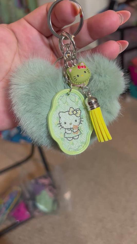 Keychain w/ puffball & add ons